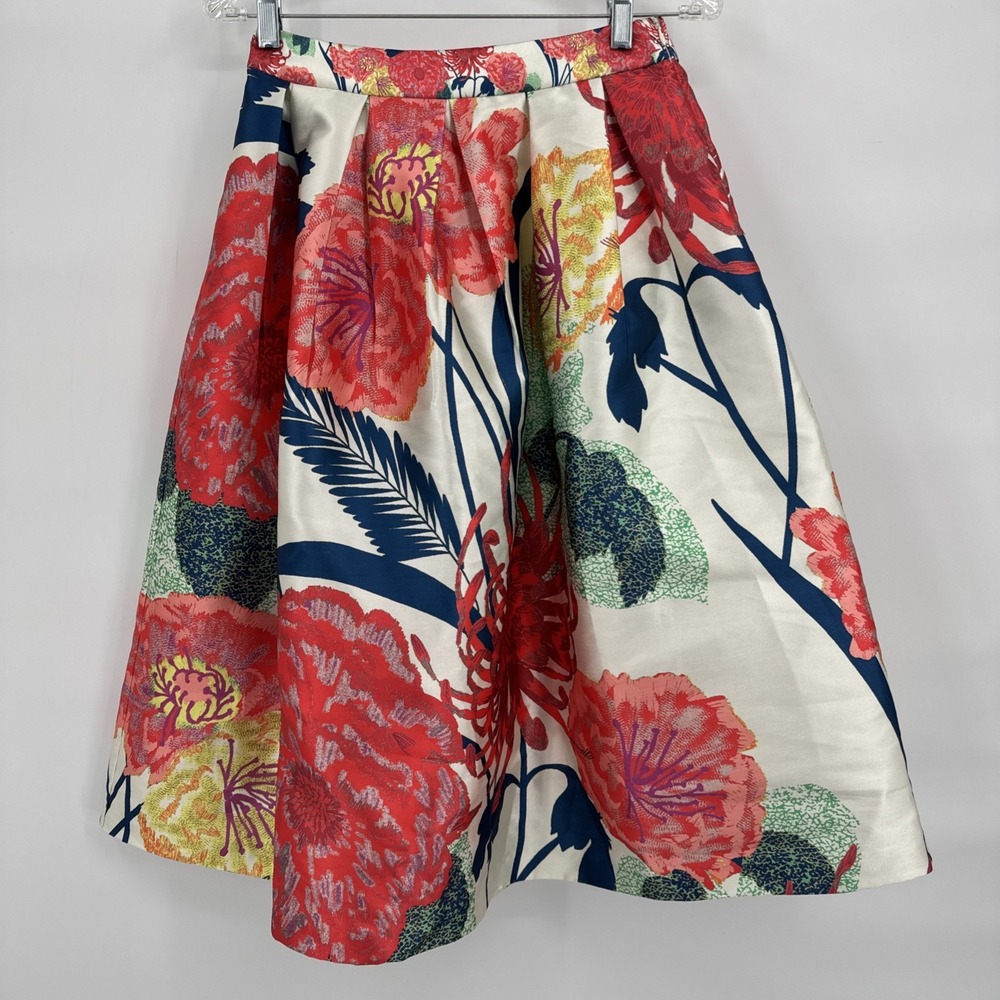 Champagne & Strawberry Midi Skirt Bold Floral Size S Girlhoodcore Whimsy Spring